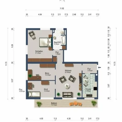 4,5 Zimmer mit Südbalkon ab 15. Dezember in Saalfelden - Heizung inklusive - Bild 2