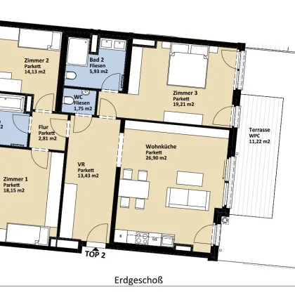 Gartenwohnung - Neu - Korneuburg - Zentrale Lage - Altbau + Zubau + DG Ausbau + Tiefgarage mit 16 Stellplätzen - Provisionsfrei für Sie als Kunde - Bild 3