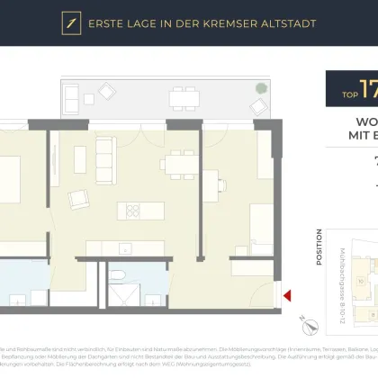 Perfekte 75,37 m² Stadtwohnung, 3 Zimmer, mit 12,20 m² Balkon - Bild 2