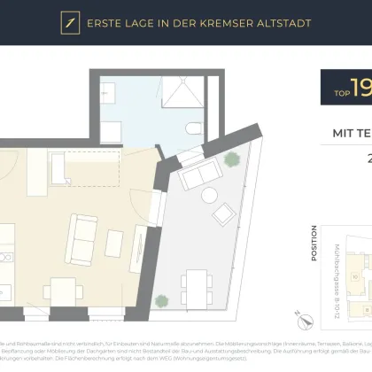 ERSTE LAGE Kremser Altstadt: Studio, Neubau, 1 Zimmer, Terrasse - Bild 2