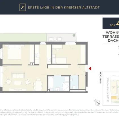 ERSTE LAGE Kremser Altstadt: Neubau, 3 Zimmer, 2 Terrassen, Dachgarten - Bild 2