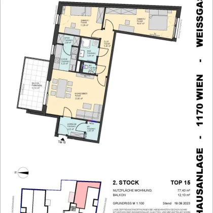 PROVISIONSFREIE 3-Zimmer-Wohnung - Küche mit Fenster und Speis - Bild 2