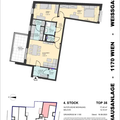 PROVISIONSFREIE 3-Zimmer-Wohnung - Küche mit Fenster und Speis - Bild 2