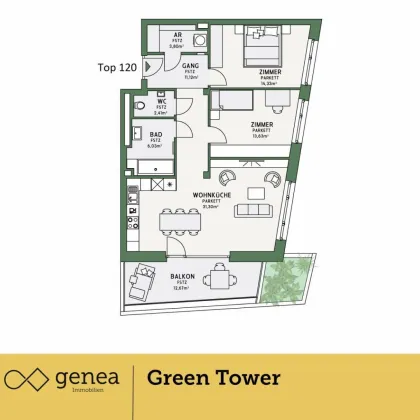 AKTION 50/50 | Green Tower mit Blick auf den Schloßberg | Wohnen mit Weitblick | Provisionsfrei - Bild 2