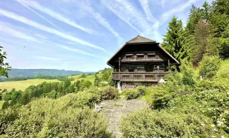 Idyllische Almhütte mit eigener Sauna auf 1.200 Meter Seehöhe mit atemberaubendem Weitblick auf die Koralm in wunderschöner Lage nahe dem Kärntner Klopeiner See