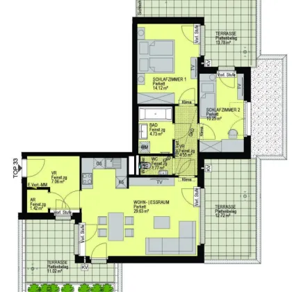 Großzügige 3 Zimmerwohnung mit 3 Terrassen im 14. Bezirk - Top 33 - Bild 3