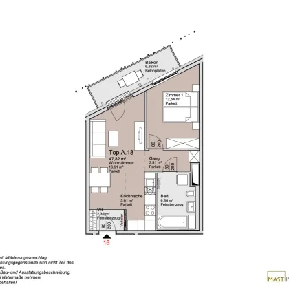 Ende 2026! Provisionsfreie 2-Zimmer Wohnung mit Balkon ins Grüne - Donauzentrum und Alte Donau Nähe! - Bild 3