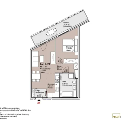 Unweit der Alten Donau und Donauzentrum - 2 Zimmer Wohnung mit 10 qm Balkon - Bild 2