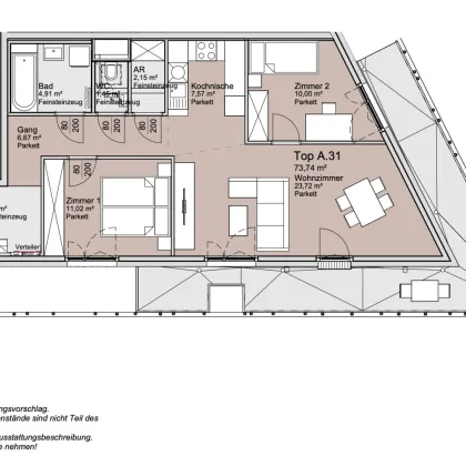 Provisionsfreie 3-Zimmer Wohnung mit 24 qm Balkon! - Bild 3