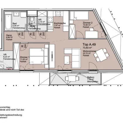 8. Stock! Provisionsfreie 3 Zimmer Wohnung unweit des Donauzentrums und der Donau - Bild 3