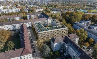 Sonnige 105 m² Luxusdachterrasse mit beeindruckendem Ausblick + Barrierefreiheit + Panoramafenster + Niedrige Betriebskosten dank innovativem Energiekonzept samt Deckenkühlung = Ein einzigartiger nachhaltiger Wohntraum!