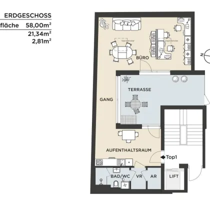 Baujahr 2023: Elegantes und helles 58m2 Büro mit Terrasse | Heizung und Kühlung über Fußboden - Bild 2