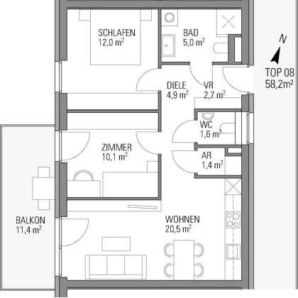 ERSTBEZUG mit Dezember/Jänner mit 3 Zimmer, herrlichem Balkon und 2 Tiefgaragenparkplätzen - Bild 2