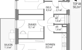 ERSTBEZUG mit Dezember/Jänner mit 3 Zimmer, herrlichem Balkon und 2 Tiefgaragenparkplätzen