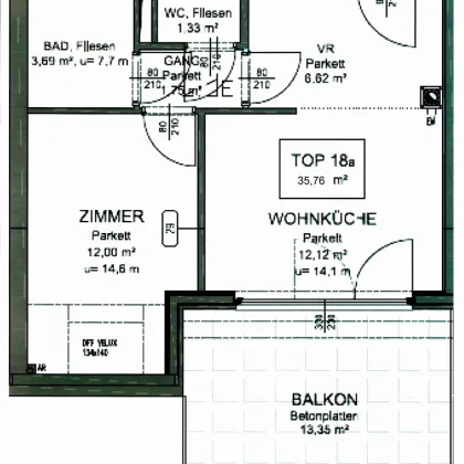 LORYSTRASSE, VERMIETETES 37 m2 Dachgeschoss mit 13 m2 Terrasse, Wohnküche, 1 Zimmer, Wannenbad, Garage möglich, U3-Nähe - Bild 3