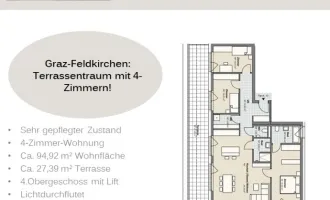 Graz-Feldkirchen:4-Zimmer-Wohnung mit großzügiger Sonnenterrasse!