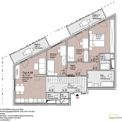 Ende 2026 - Provisionsfreie Dachgeschosswohnung im 9. Stock mit rund 60 qm Freifläche und freiem Blick! - Bild 3