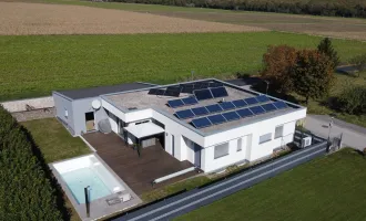 LOIPERSBACH - bei Mattersburg - energieeffizienter Fertigteilbungalow mit Wohnkeller, Pool und großer Garage in Ruhelage zu verkaufen