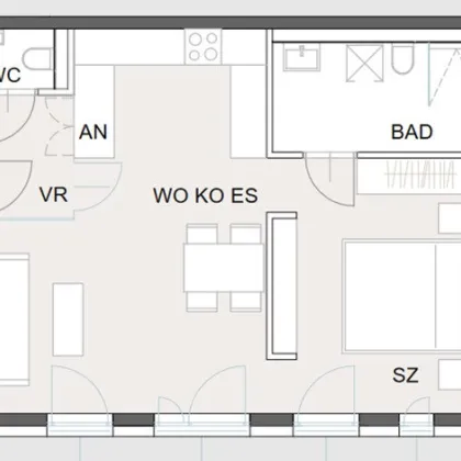 ANTON-BOSCH-GASSE, sonnige 52 m2 Neubau, Wohn-Esszimmer, Schlafzimmer, Fußbodenheizung, 1. Liftstock, Jedlesee - Bild 3