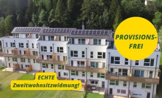 Modernes Wohnen mit schönem Ausblick ins Grüne mitten in den Alpen: Erstbezug mit Terrasse, 3 Zimmern, 2 Bädern in 1. DG.