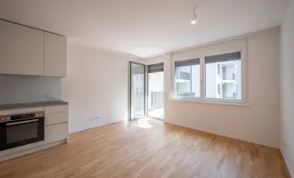 ASG IV-Qualitatives Wohnen in urbaner Lage: hochwertiger 1-Zimmer ERSTBEZUG mit Balkon! Tischler-Einbaumöbel! +Provisionsfrei+