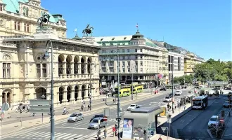 REPRÄSENTATIVES 158 m2 ALTBAUBÜRO ODER KANZLEI - PRAXIS am Opernring, klimatisierte 5 Zimmer, Nebenräume, Parketten