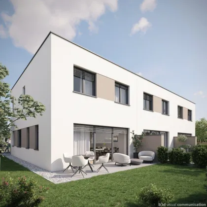 Gefördertes Eckreihenhaus mit Keller in Asten: 4 Zimmer, Carport und Parkplatz, Terrasse, Eigengarten, belagsfertig! - Bild 2